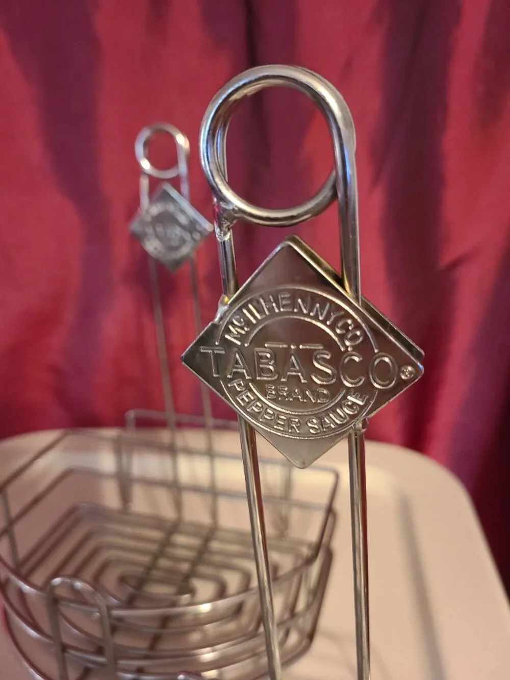 3 McILHENNY CO. TABASCO BRAND Pepper Sauce Diner Condiment Menu Holder Chrome
